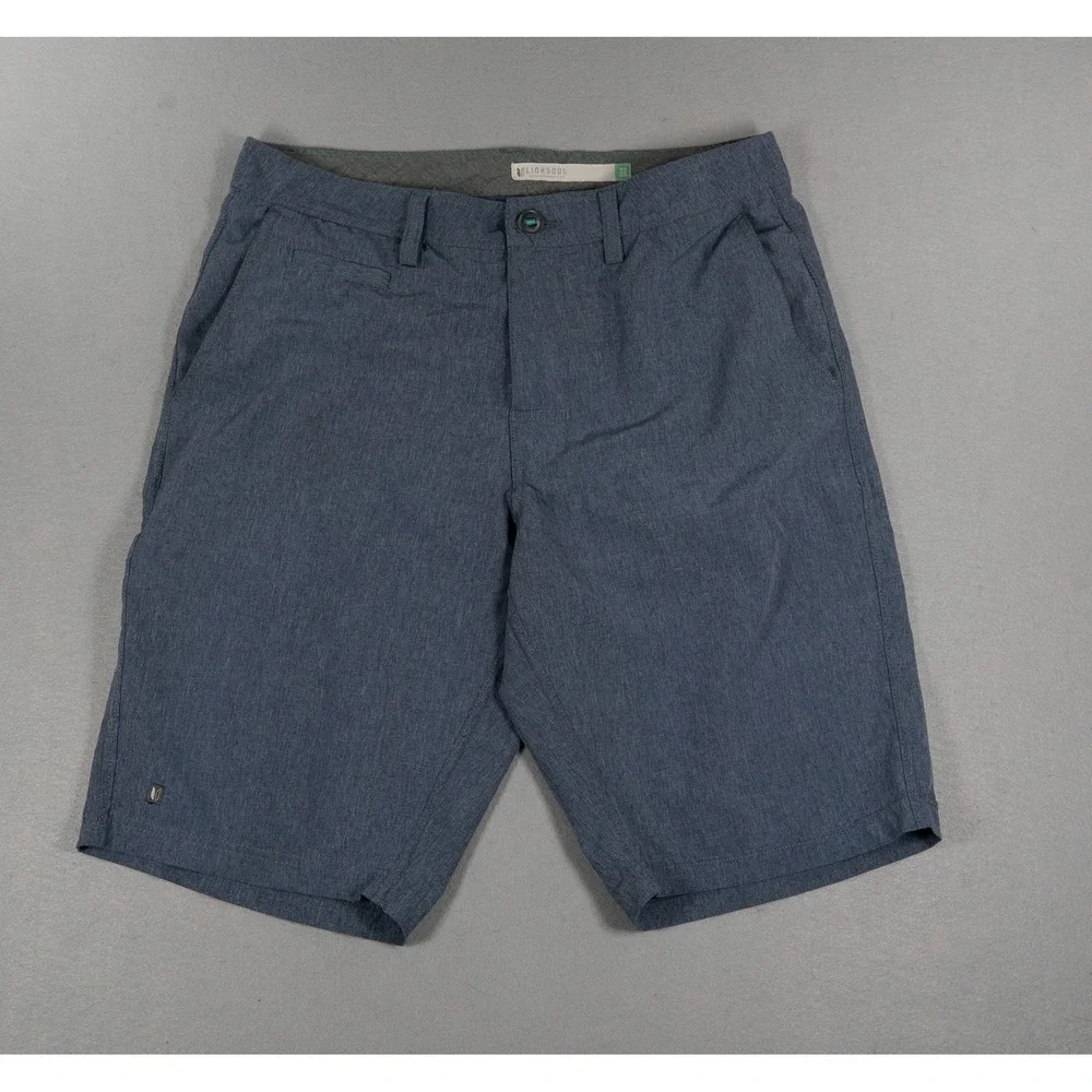 Linksoul Boardwalker Golf Shorts Mens 32 Heather Navy Blue Stretch Performance